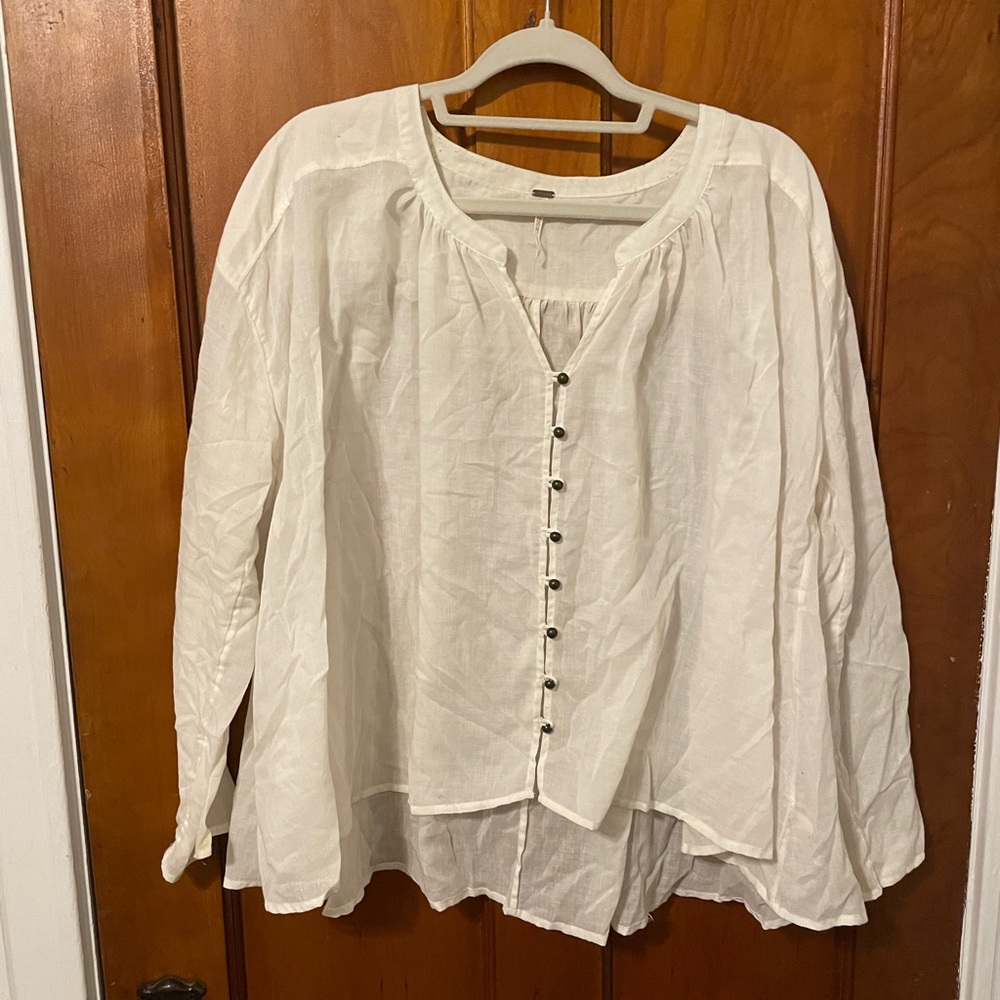 Free People Flowy Linen Blouse